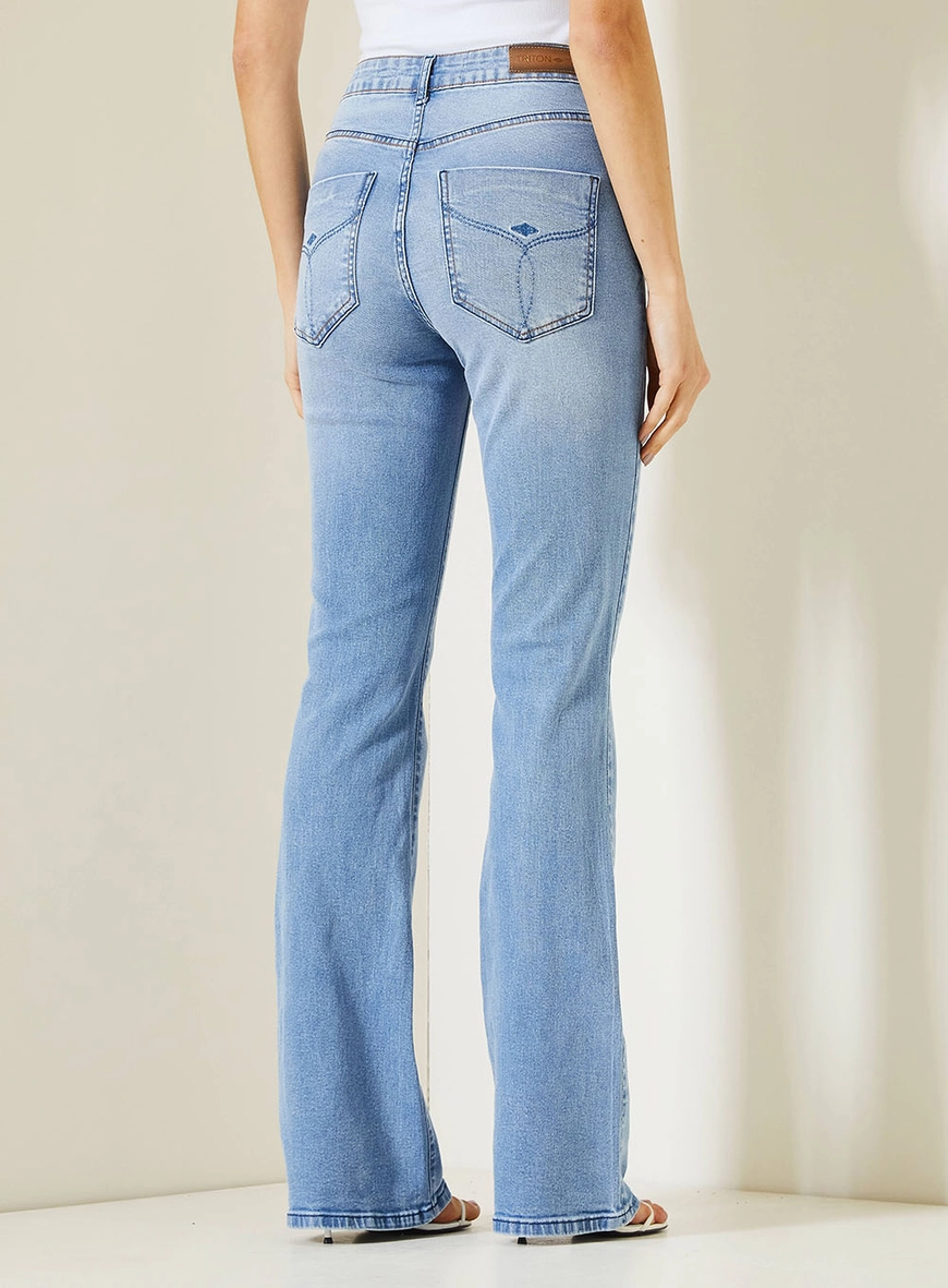 Calça Jeans Feminina Camila Com Bolsos Decorados Índigo 4