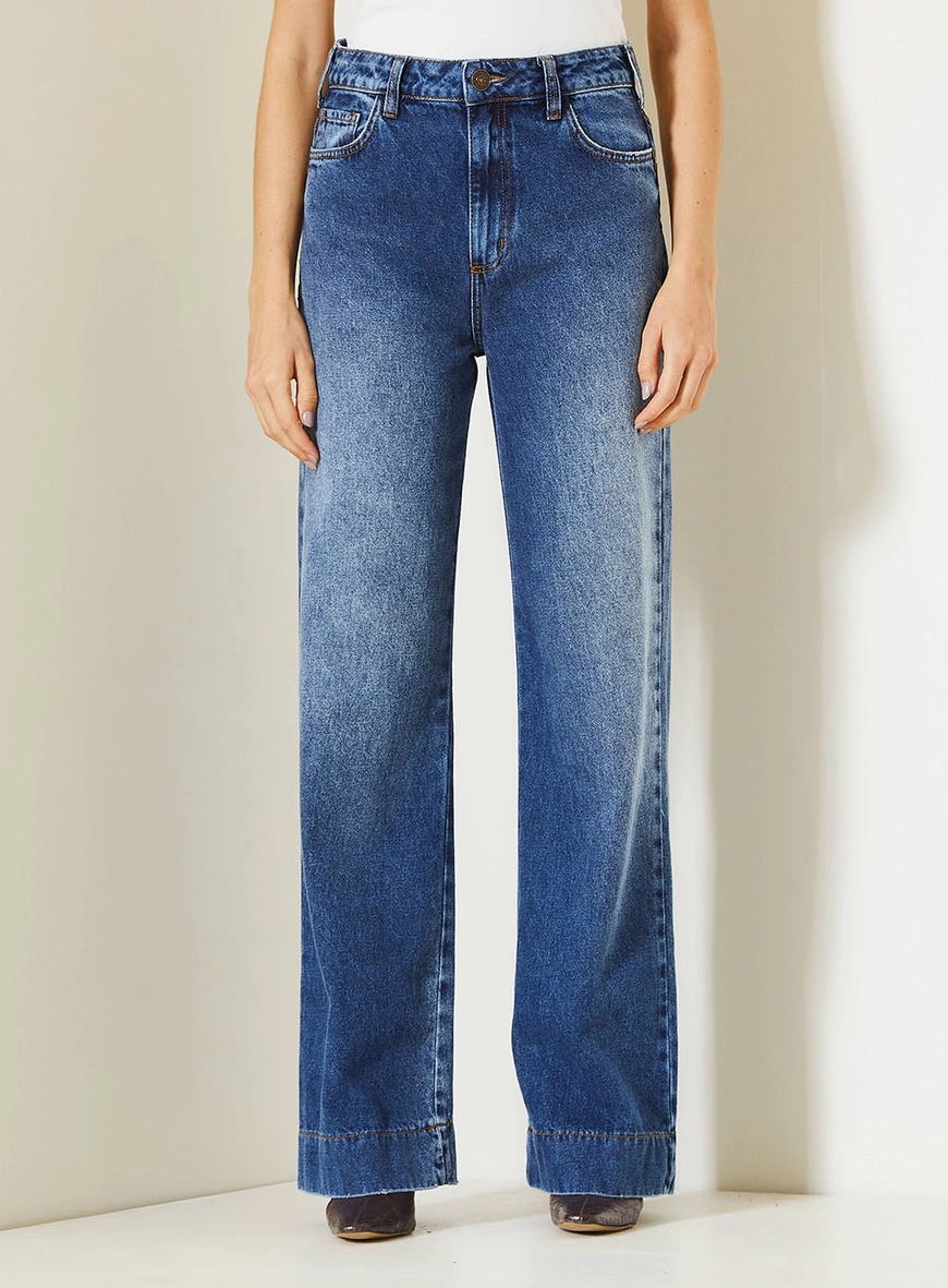 Calça Jeans New Loren Feminina Com Cintura Média Índigo 2