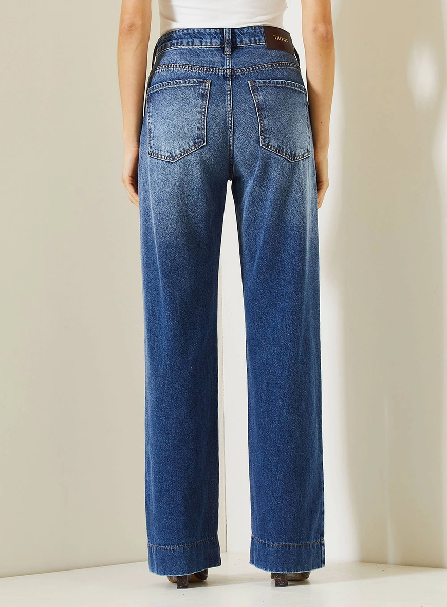 Calça Jeans New Loren Feminina Com Cintura Média Índigo 4