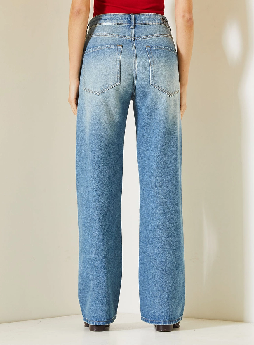 Calça Jeans Feminina New Loren Com Cintura Alta Índigo 4