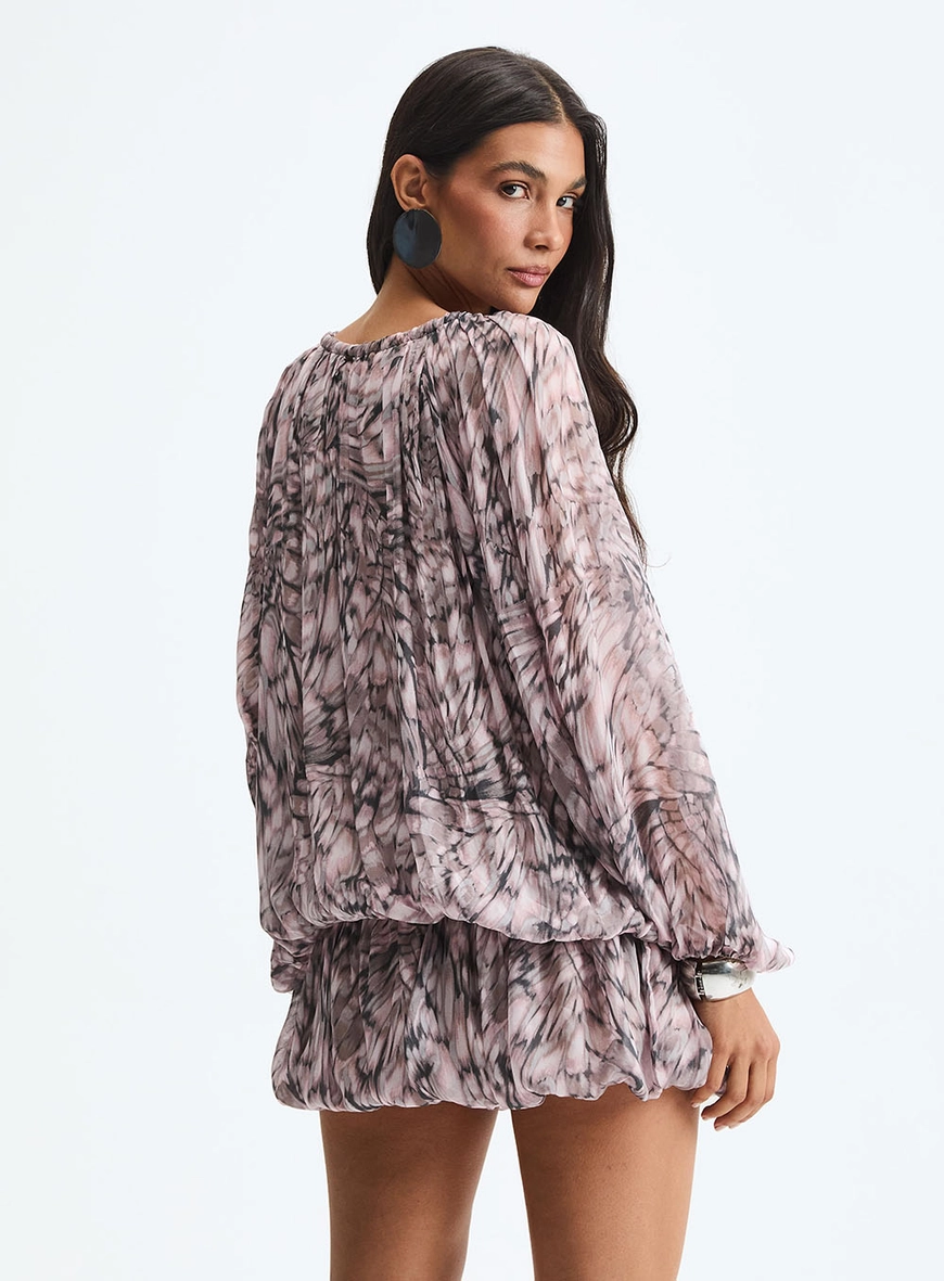 Vestido Curto Balonê Estampado Com Decote Redondo Estampados 4