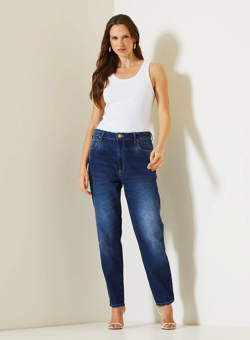 Calça Jeans Feminina Ayla Com Cintura Alta Índigo 1