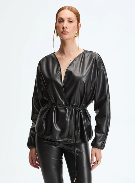 Casaco Feminino Transpassado Pu