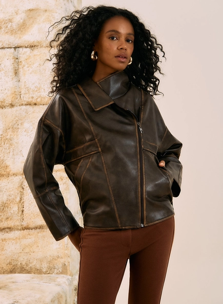 Jaqueta Oversized Pu Aged