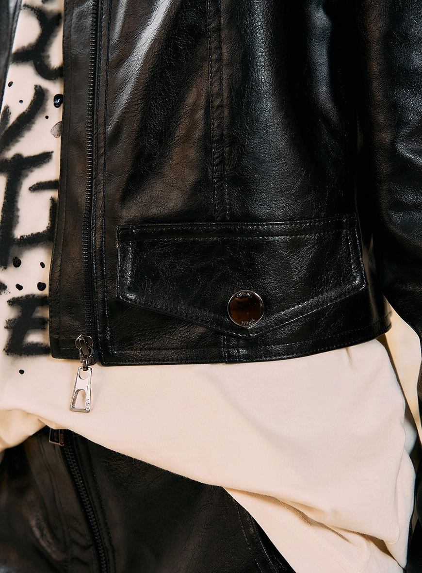 Jaqueta Cropped Em Pu Preto 3
