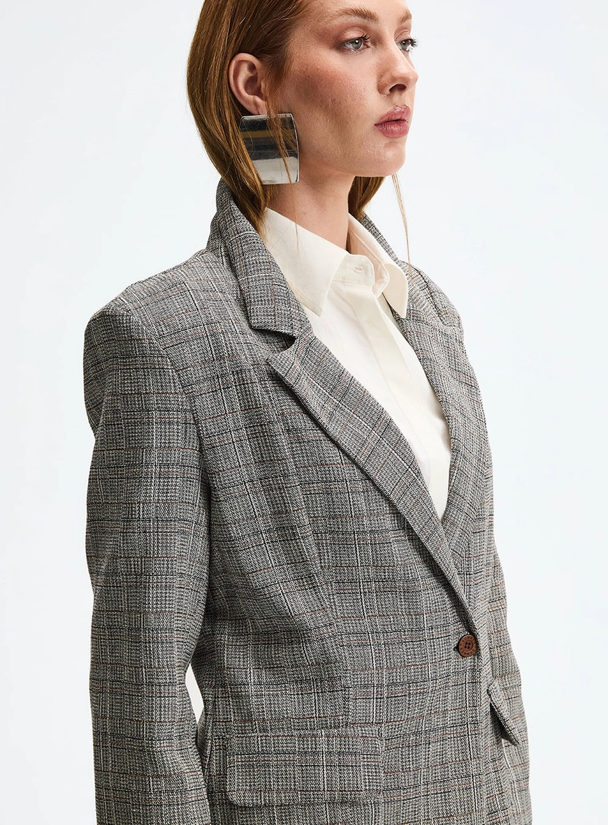 Blazer Fashion Com Linho Estampado 3