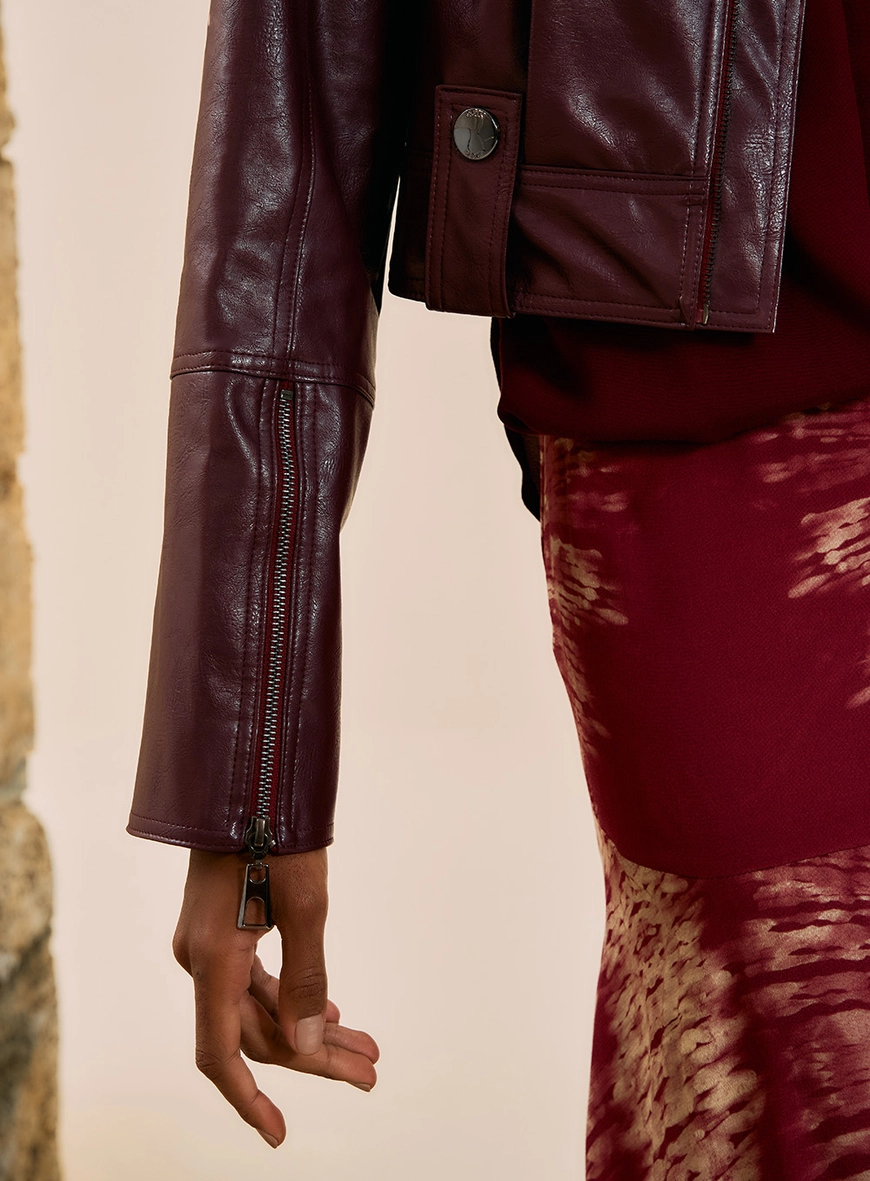 Jaqueta Cropped Pu Bordô 3