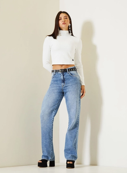 Calça Jeans Feminina Laura Com Lavagem Vintage