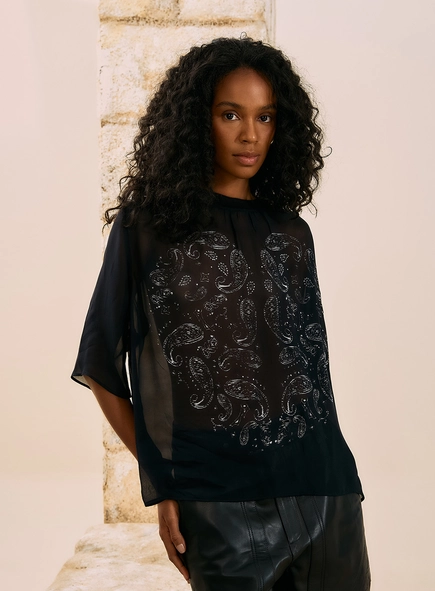 Camiseta Chiffon Transparente Paisley