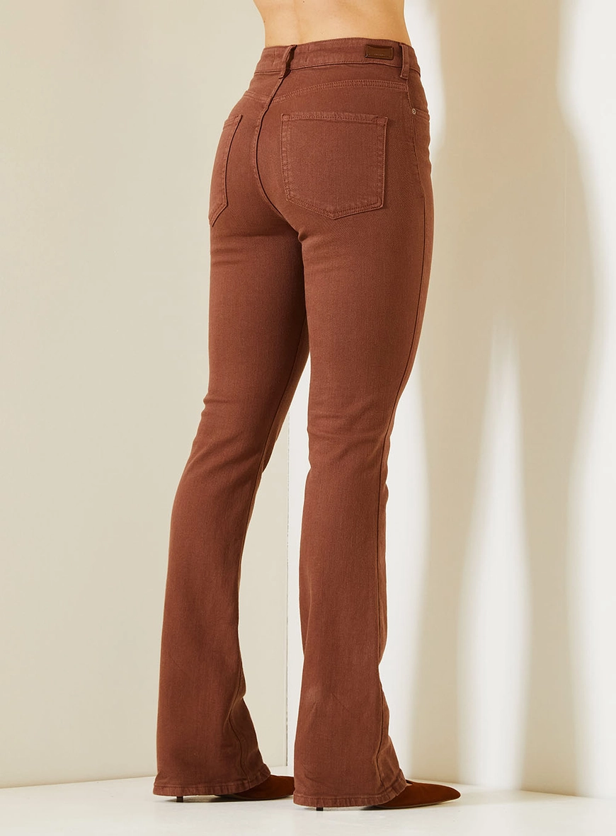 Calça Feminina Camila Com Cintura Alta Marrom 4