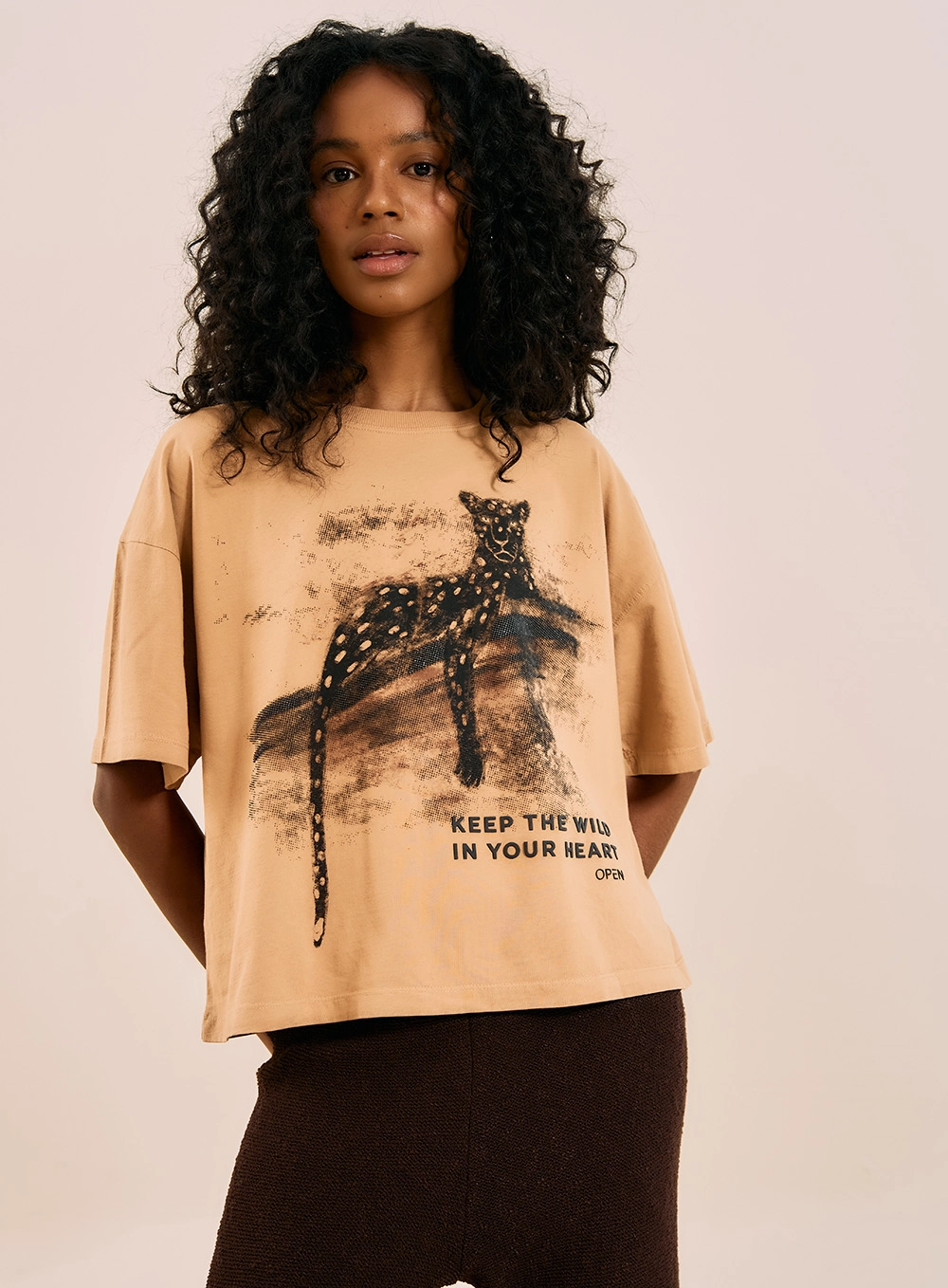 Camiseta Estampada Bege 1