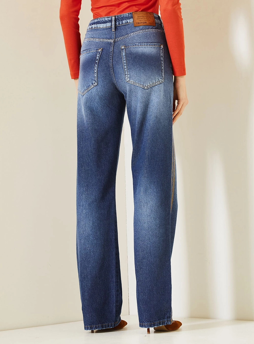 Calça Jeans Laura Feminina Com Cintura Alta Índigo 4