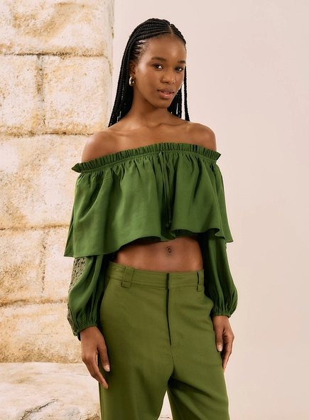 Blusa Cropped Ombro A Ombro