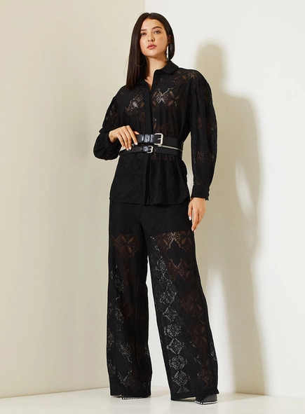 Calça Feminina Comfort Com Transparência Na Barra