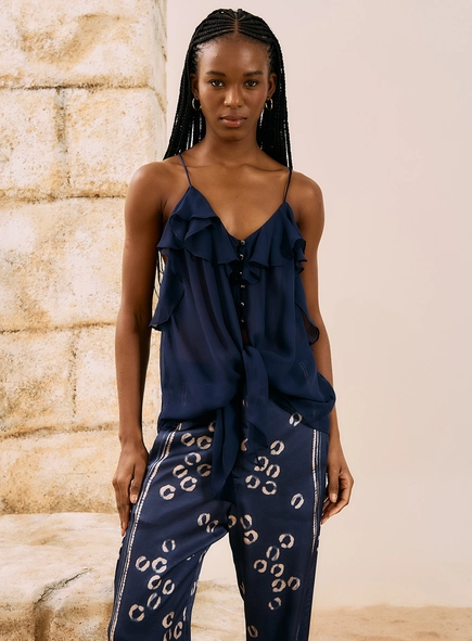 Blusa Com Babados E Alças Finas
