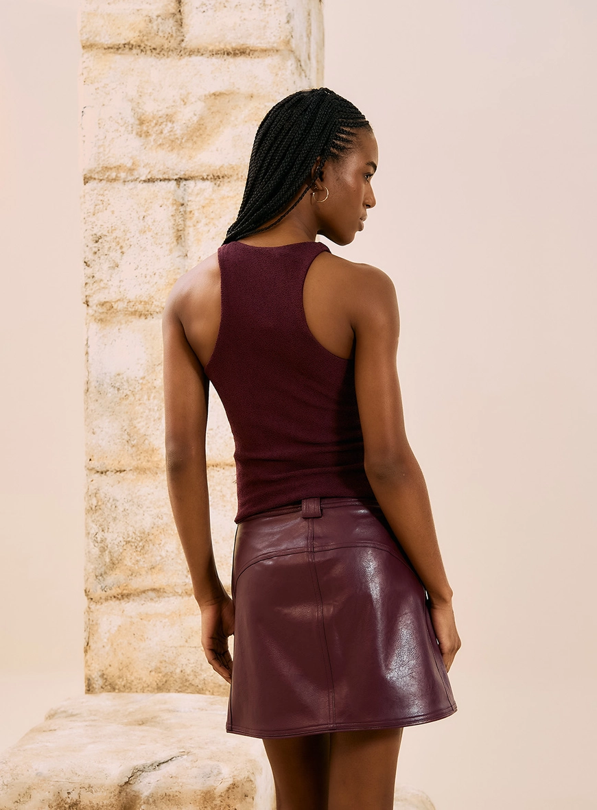 Blusa Ajustada Tricot Texturizado Bordô 3