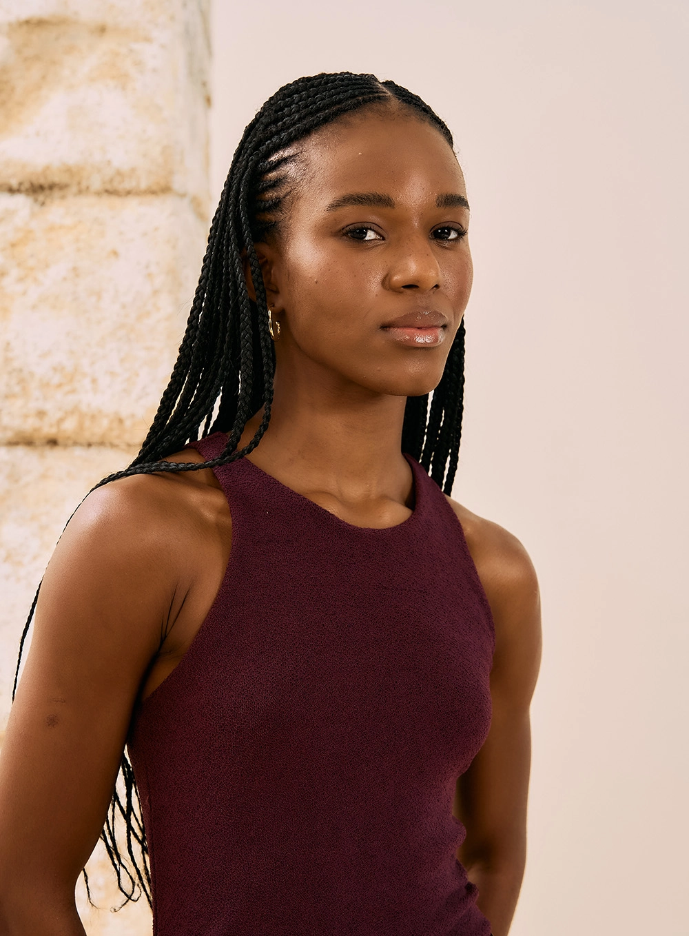 Blusa Ajustada Tricot Texturizado Bordô 2