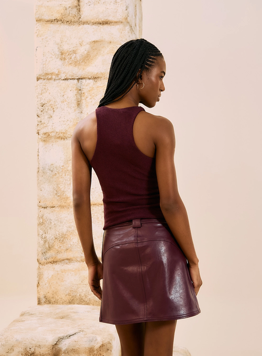 Blusa Ajustada Tricot Texturizado Bordô 3