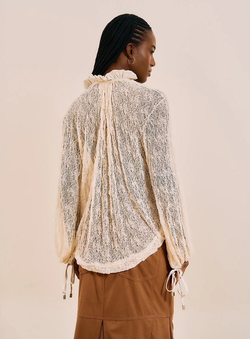Blusa Em Renda Boho Bege Italian 3