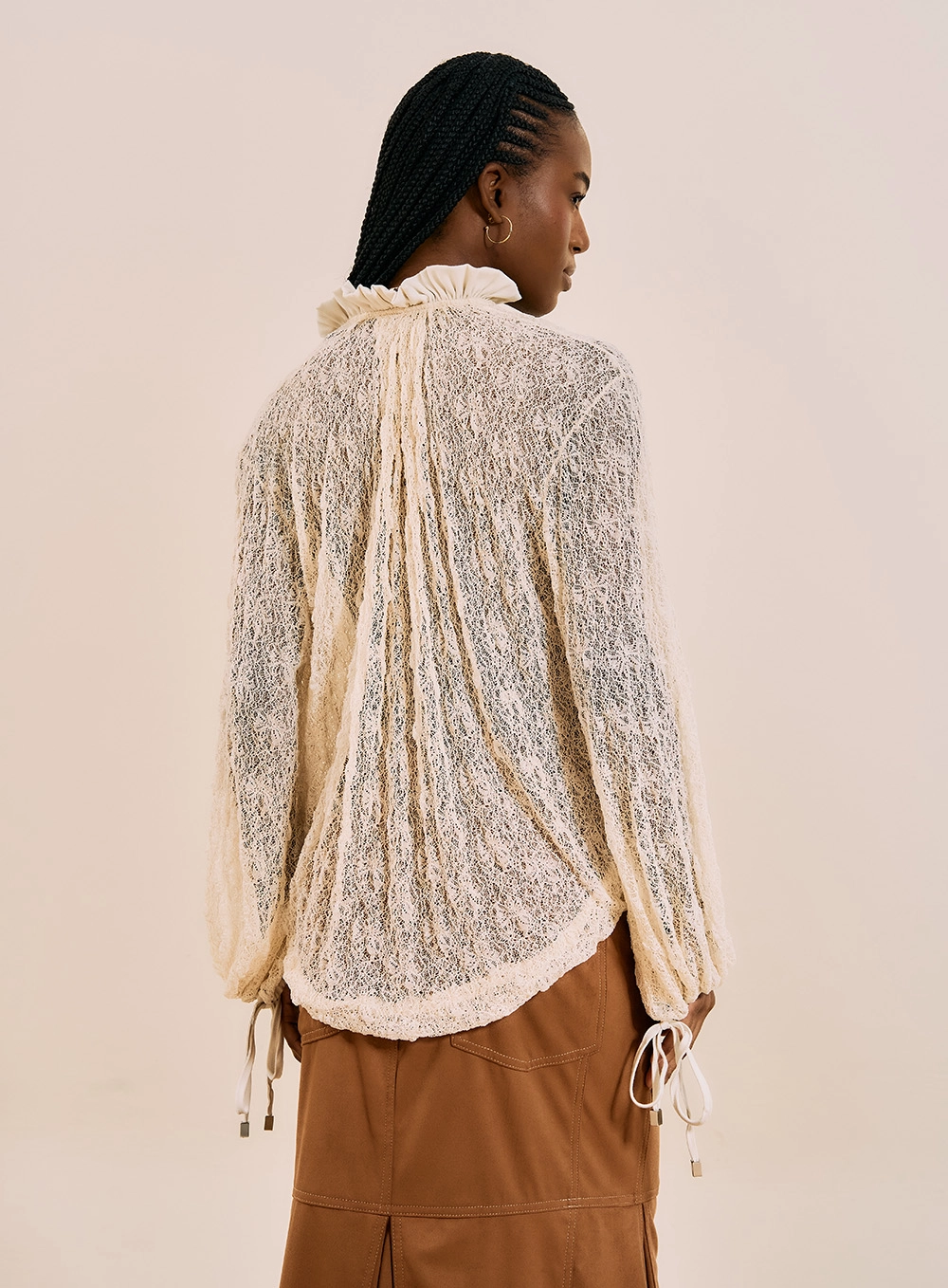 Blusa Em Renda Boho Bege Italian 3