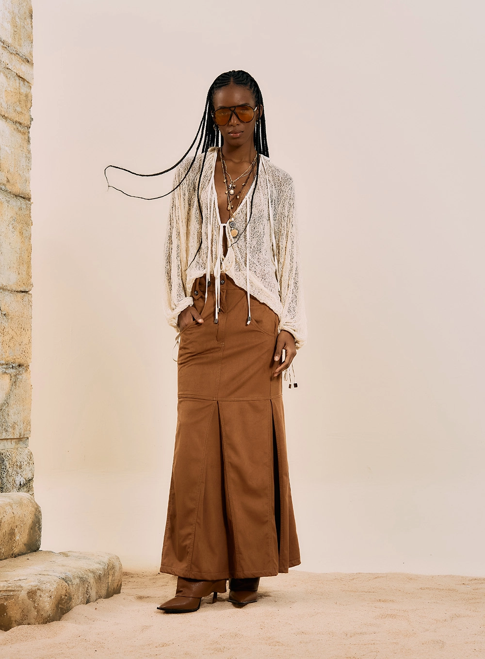 Blusa Em Renda Boho Bege Italian 4