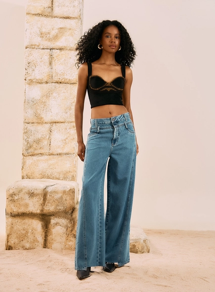 Blusa Corset Com Detalhes Em Crochê