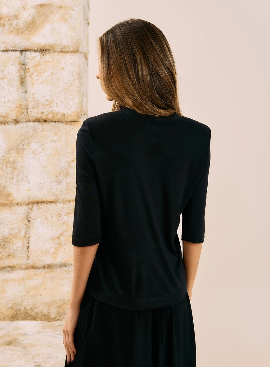 Blusa Manga 3/4 Com Ombreiras Preto 2