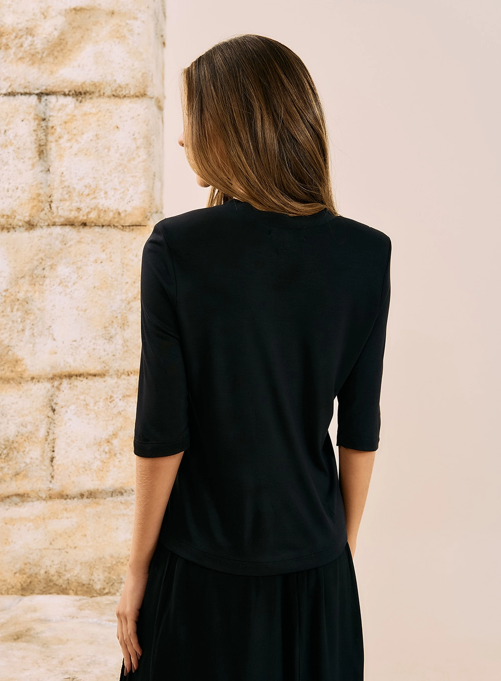 Blusa Manga 3/4 Com Ombreiras Preto 2
