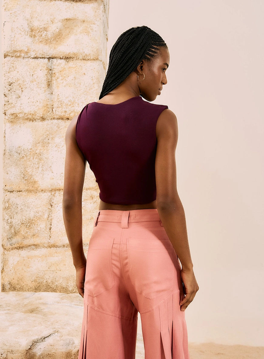 Blusa Cropped Muscle Tee Bordô 3