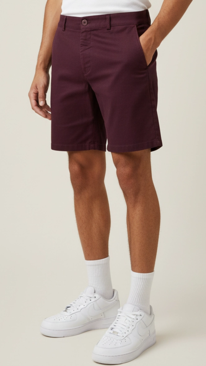 Bermuda Masculina Lian Com Barra Lisa Bordô 1