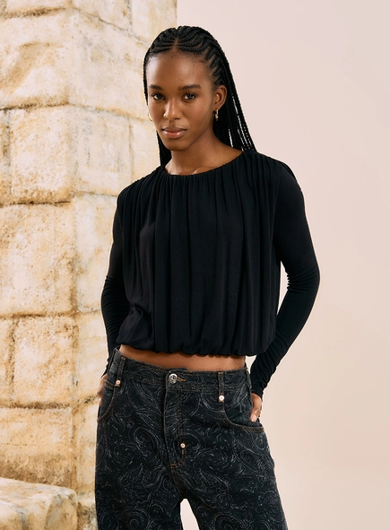 Blusa Manga Longa Drapeada