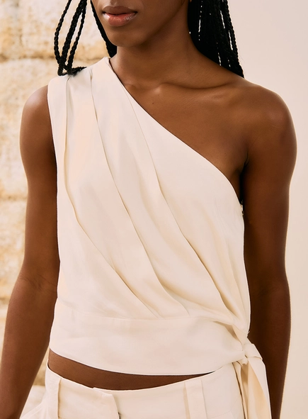 Blusa De Um Ombro Só Com Amarração
