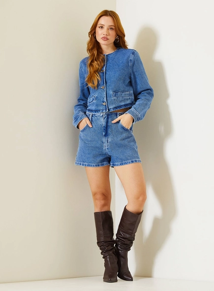 Short Jeans Feminino Anne Cintura Alta