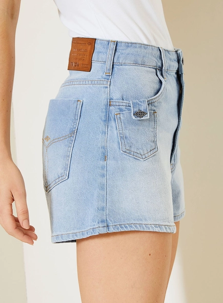 Short Jeans Maite Com Bolso Relógio