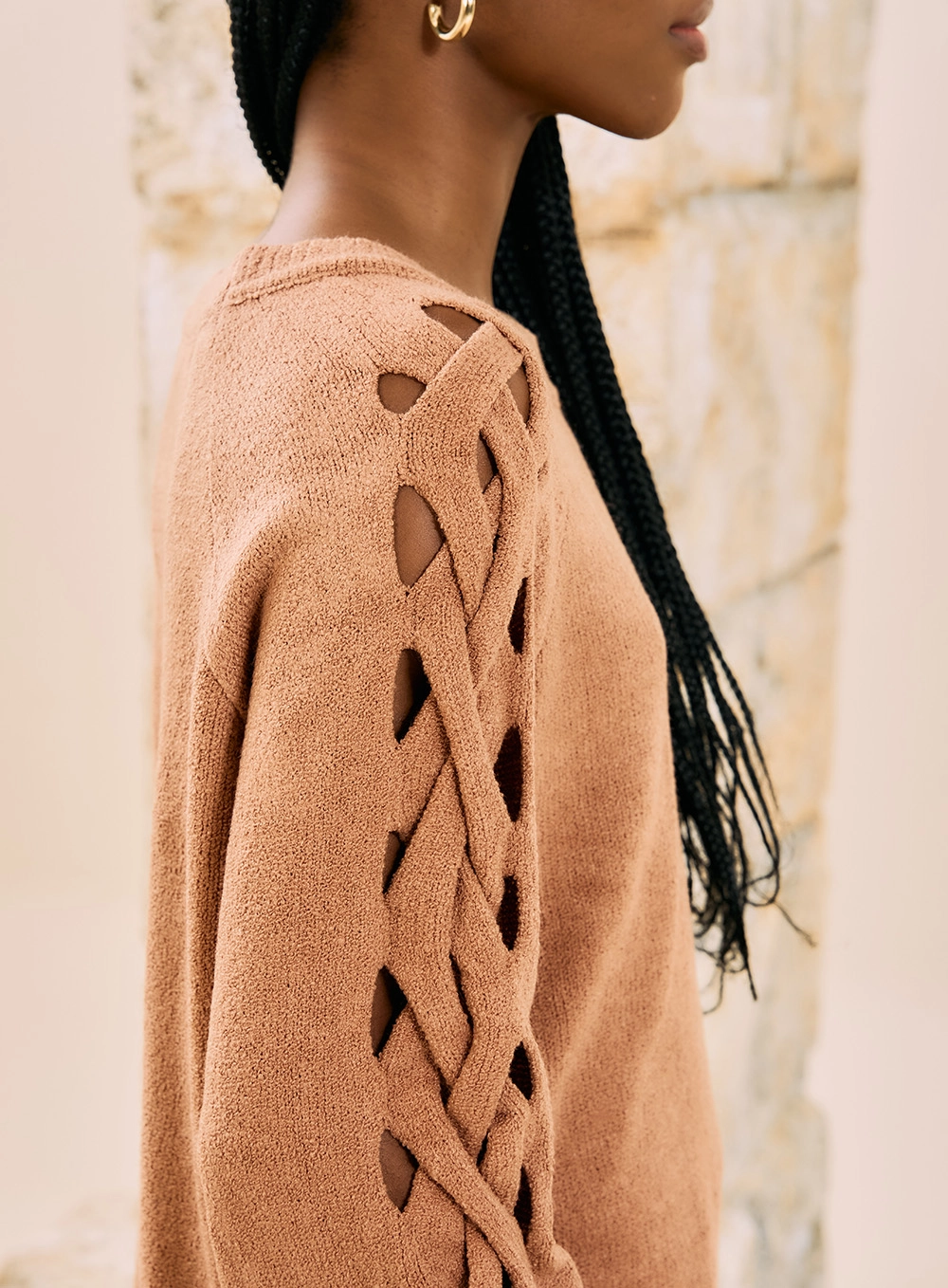 Blusa Tricot Com Detalhe Trançado Marrom 3