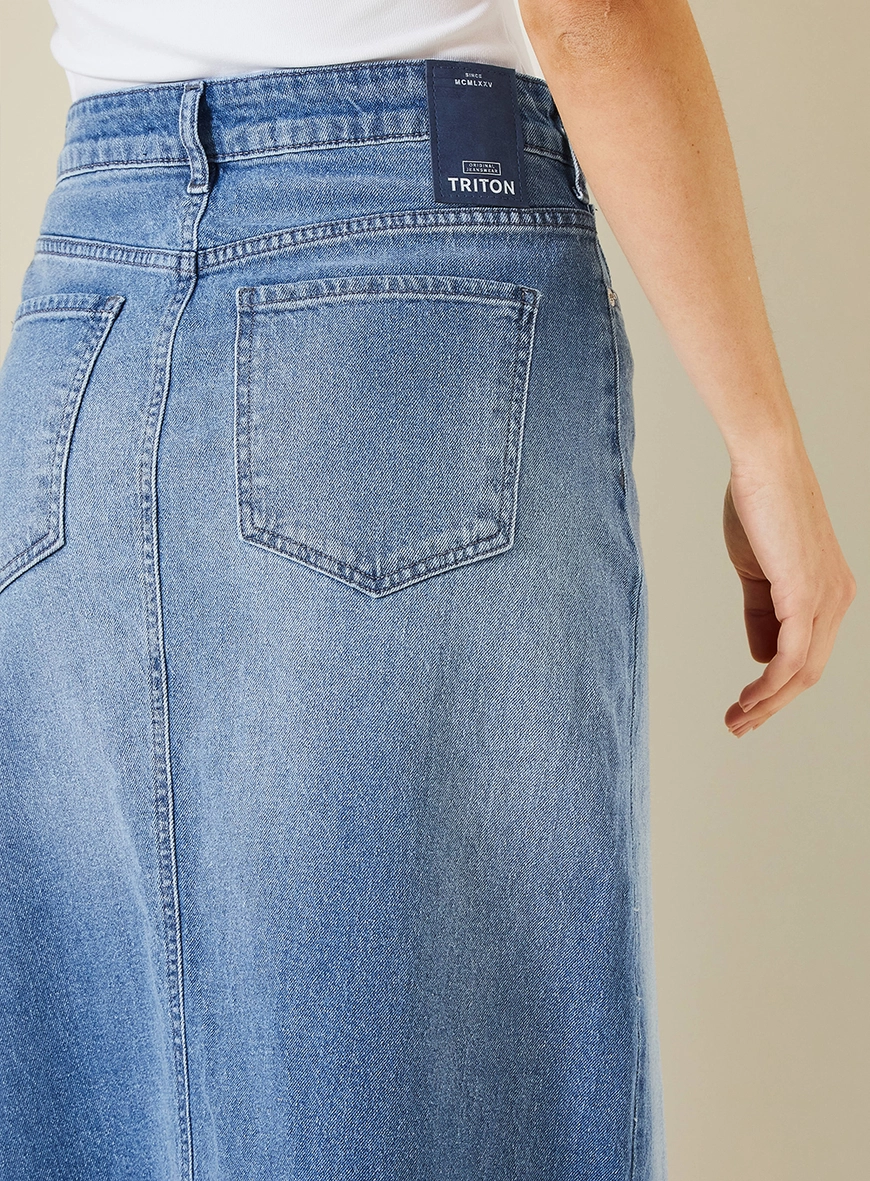 Saia Midi Stella Com Fenda Frontal Índigo 3