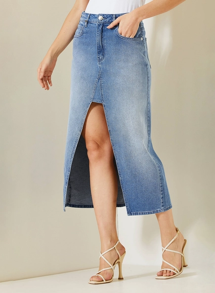 Saia Midi Stella Com Fenda Frontal