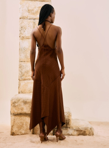 Vestido Midi Jacquard Assimétrico