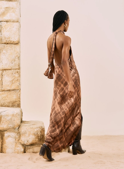 Vestido Longo Halter Neck Estampado