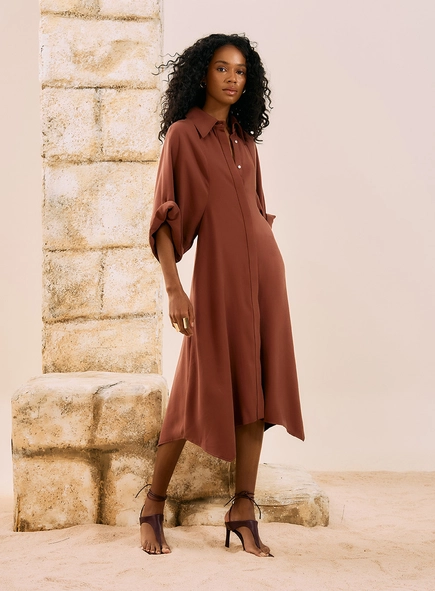 Vestido Midi Chemisier Assimétrico