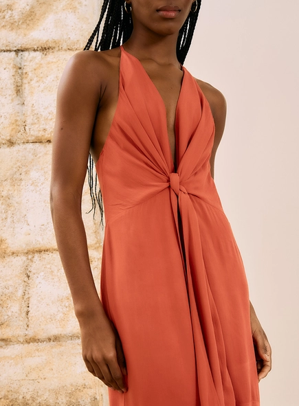 Vestido Midi Com Nó Frontal