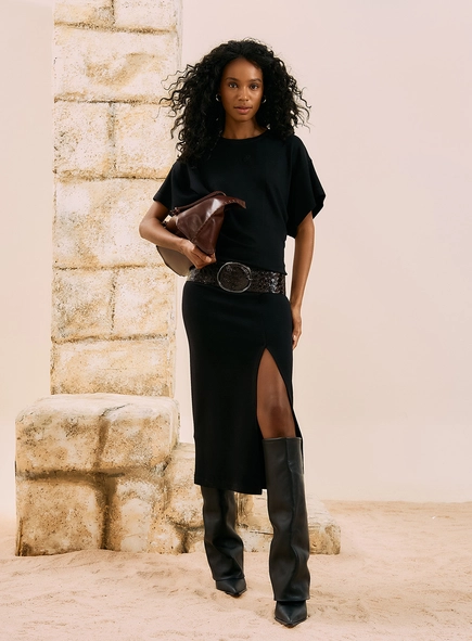 Vestido Midi Com Fenda