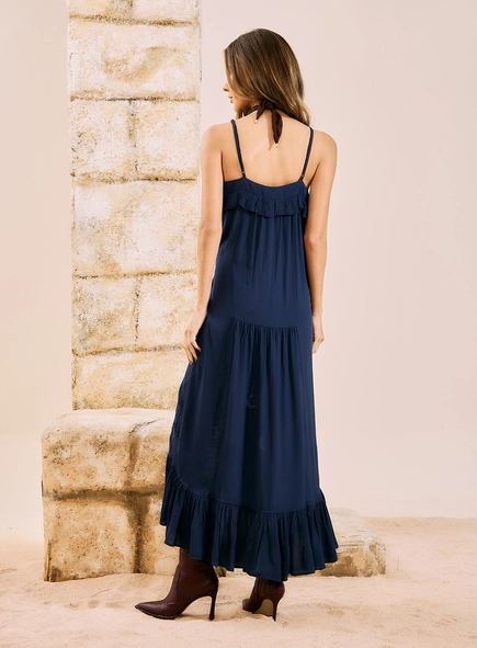 Vestido Longo Com Alças E Bordados