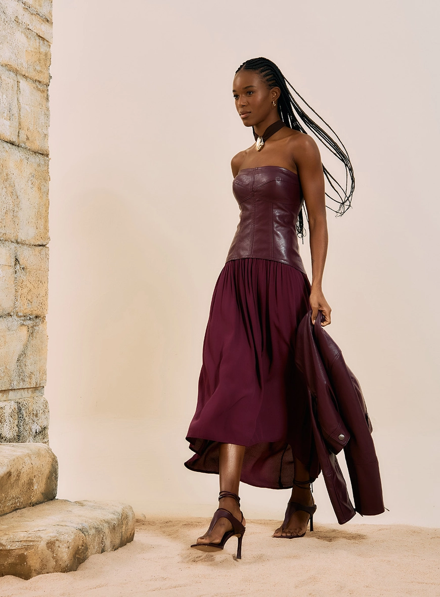 Vestido Midi Tomara Que Caia Corset Bordô 4