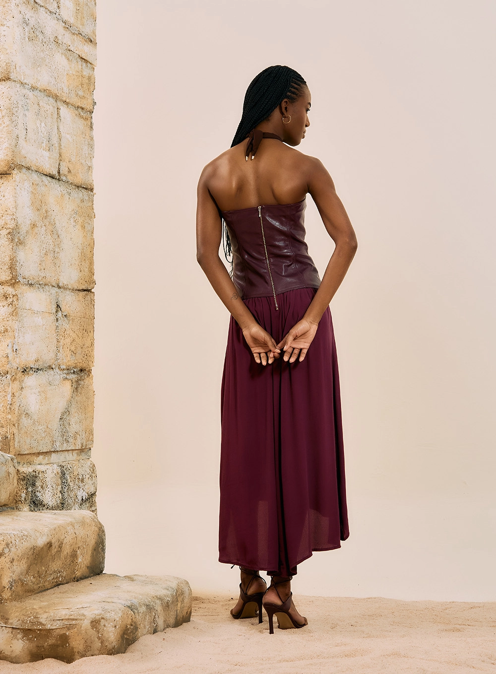 Vestido Midi Tomara Que Caia Corset Bordô 3