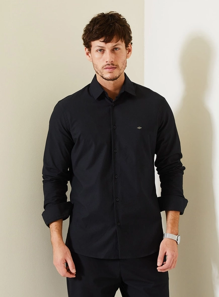 Camisa Masculina Casual Com Acabamento Minimalista