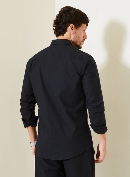 Camisa Masculina Casual Com Acabamento Minimalista