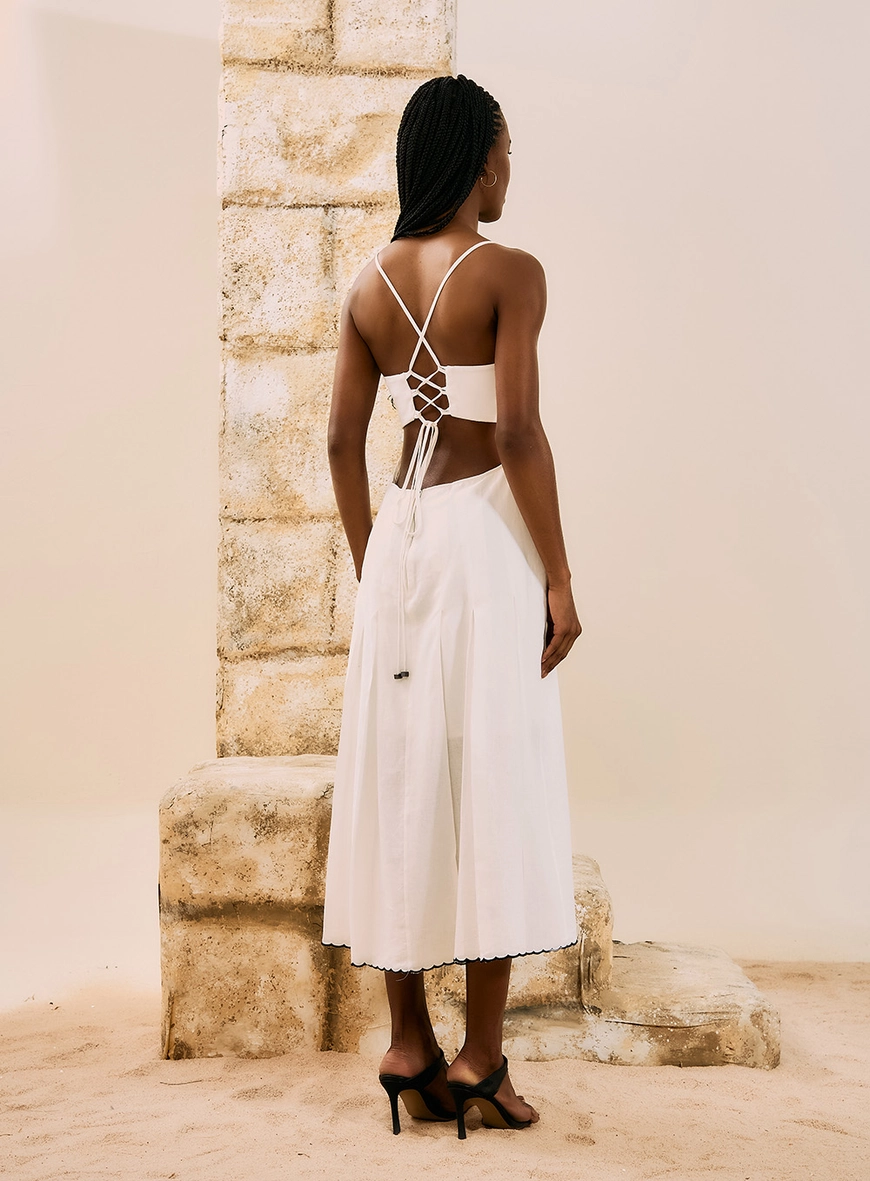 Vestido Midi Alfaiataria Bordado Off Shell 3