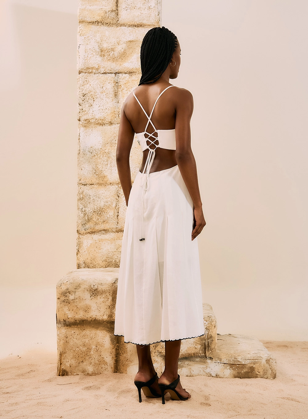 Vestido Midi Alfaiataria Bordado Off Shell 3