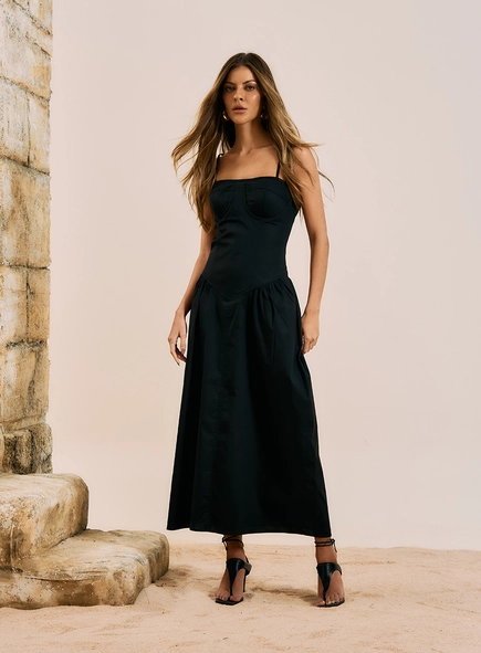 Vestido Midi Alfaiataria Corset Estruturado